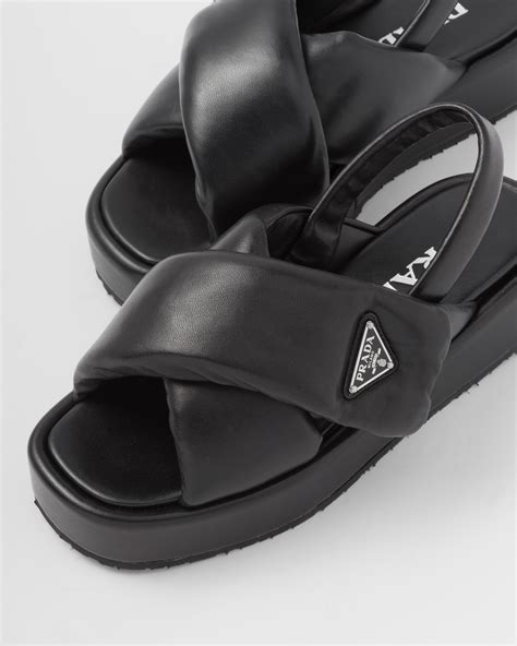 prada snake wedge sandal|Prada Soft padded nappa leather wedge sandals.